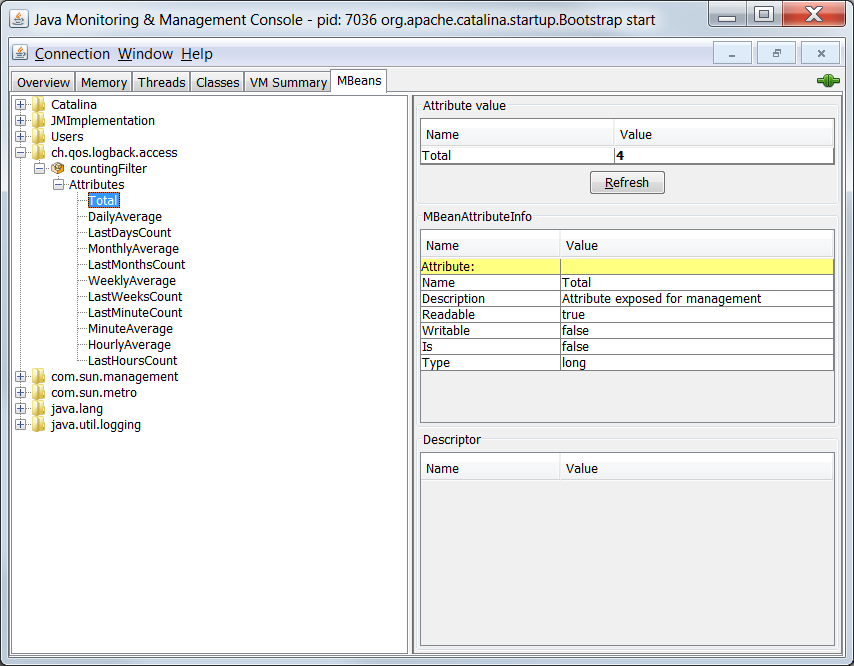 通过 jconsole 查看 CountingFilter
